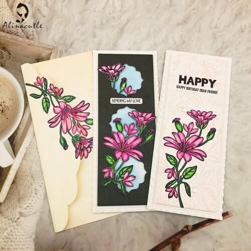 Metal Cutting Die Cut Slimline Flip Flower Card Envelope DIY Scrapbooking Paper Craft Handmade Card Album Punch Art Cutter Die