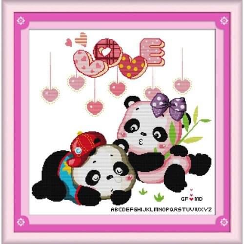 Joy Sunday Cross Stitch Kits Panda Lovers Animal Series Paintings Printed On Canvas 11CT 14CT DIY Embroider Needlework Sets