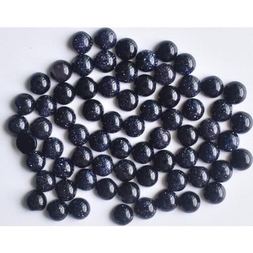 Wholesale 50pcs/lot new fashion blue sand stone round cab cabochon beads 4mm for jewelry Accessories making free shipping