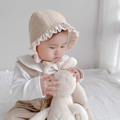 Autumn Winter Lovely Baby Earcuff Hats Soft Warm Newborn Knitted Hat Kids Girls Boys Caps