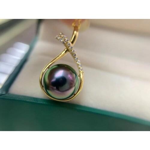 HENGSHENG Teachers Day Welfare 10-11mm Seawater Dazzling Peacock Green No Good Quality 18k Gold Pendant
