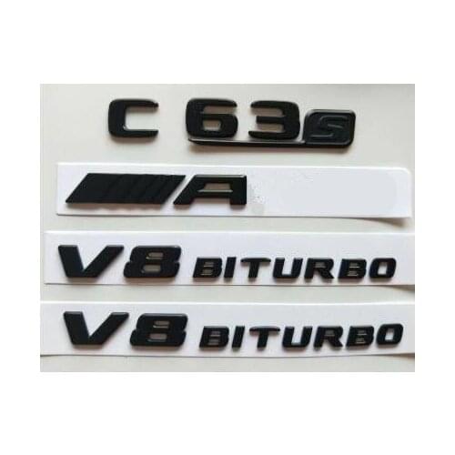 All Matt Black C63s for AMG V8 BITURBO Emblems Emblem for Mercedes W205 C205