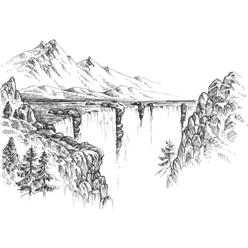 AZSG Mountain / Waterfall Clear Stamps For DIY Scrapbooking Decorative Card Making Crafts Fun Decoration Supplies 10*15cm