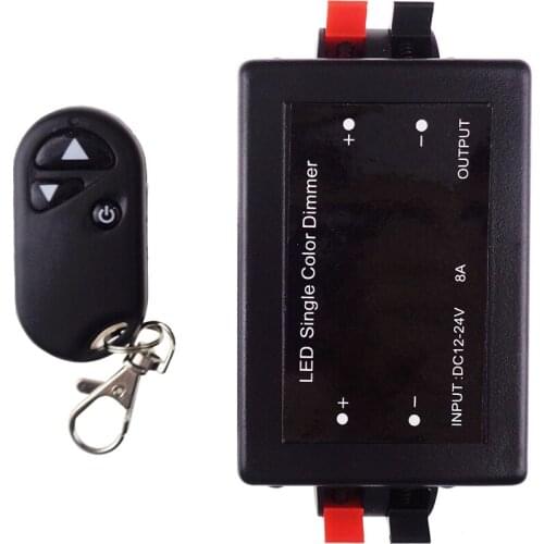 RF LED Dimmer Wireless Brightness 3 Keys Remote Controller DC 12V 24V 8A 96W 192W for 5050 3528 Single Color Strip Lights 1PCS