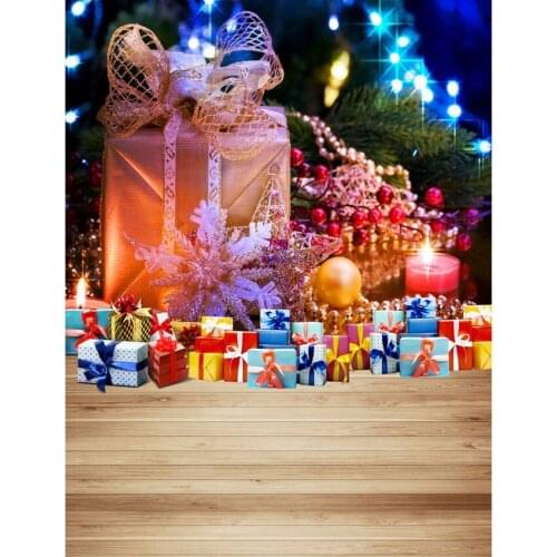 Christmas Gift Boxes Photography Backdrops Wooden Floor 3D Backgrounds for Photo Studio Children Kids New Born Baby Photophone