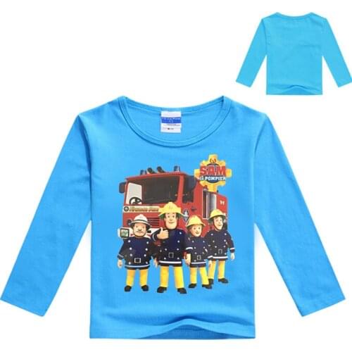2-16Years Spring Girl Clothes Sam Fireman Boys Shirt Clothing Kids T-shirts Long Sleeves Shirt Children Girls Tops Fashion N7155