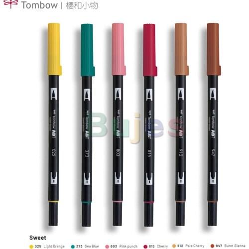 Tombow ABT Dual Brush Pen Includes Blender Pen - Ocean Colours (Pack of 6), Art Supplies ,Non-Bleed , Non-toxic, Artist