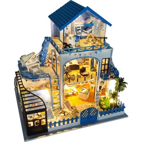 Assemble DIY Wooden Miniature Doll House Aegean Sea Toy Girls Festival Gift 7+ Years Old