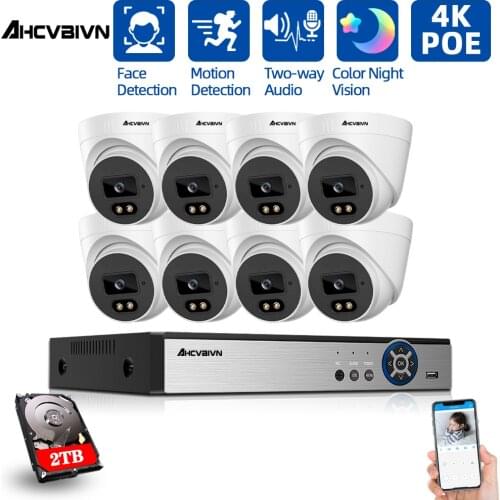 4K 8CH Ultra HD CCTV 8MP IP Camera System H.265+ DVR Kit with 8MP Outdoor Home Two-way Audio Video Security Surveillance System