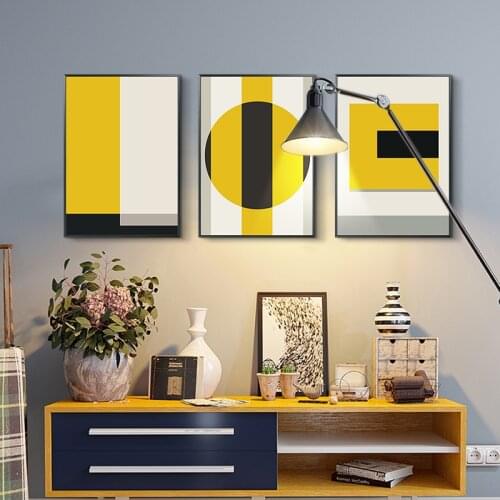 Modern Abstract Yellow Canvas Painting Pictures Print for Living Room Poster Decor for Home Decoration Wall Art Mural Framed