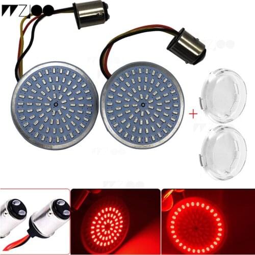 WZJOO Motorcycle 2 x LED Bullet Turn Signal Indicator Light Lamp 1157 Inserts Light Smoked Lens