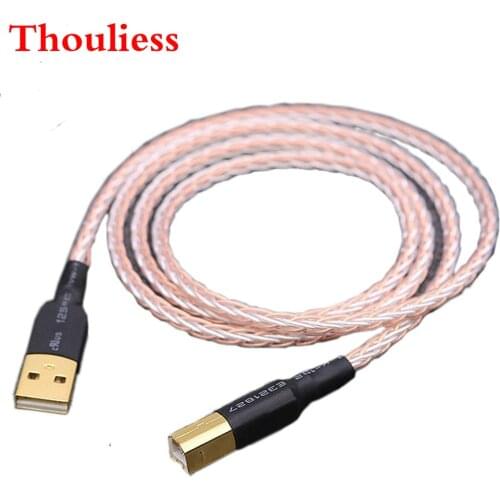 Thouliess 8xTwist 7N OCC Silver Plated HIFI USB Cable DAC A-B OCC Silver Plated Digital USB 2.0 Type A to B Male Audio Cable