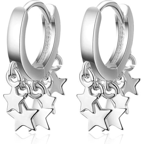 SIPENGJEL Fashion Cute Star Drop Small Hoop Earrings For Women Accessories Dangle Drop Earrings Girls Party Jewelry Gift 2021