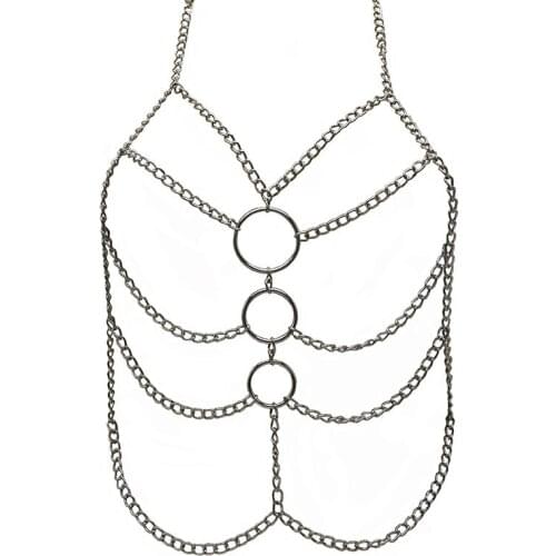 Women Metal Chain Strappy Bandage Bra Erotic Open Cup Bra Fantasia Sosten Fetish Reggiseno Halter Bras Sexy Crop Top Lingerie