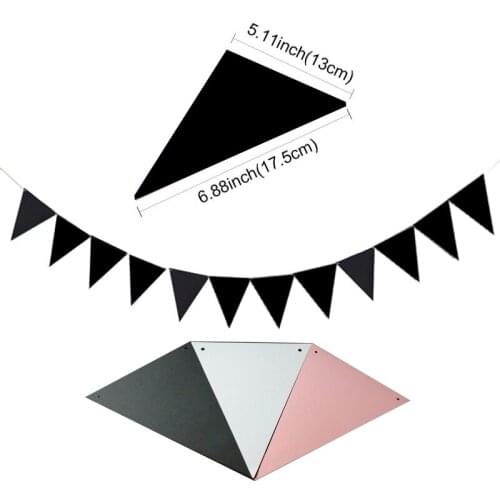 10M White Pink Gold Paper Bunting Banners Holiday Pennant Beauty Mariage Wedding Garland Flags Birthday Party Solemn Decoration