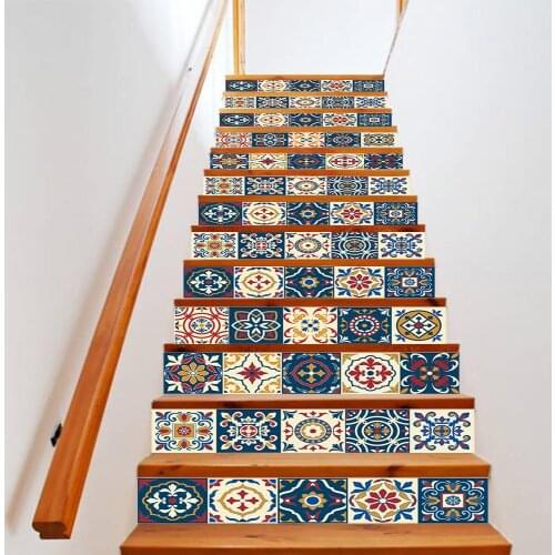 13pcs Staircase Stitching Series Color Tiles Decoration Home Waterproof Wall Stickers Creative Steps Stickers