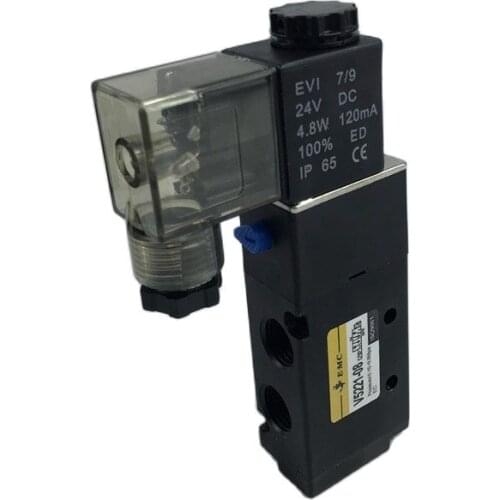 2PCS Solenoid Valve V5221-08 EMC V5221-06 AC220V DC24V 2 Position 5 Way Reversing Valve