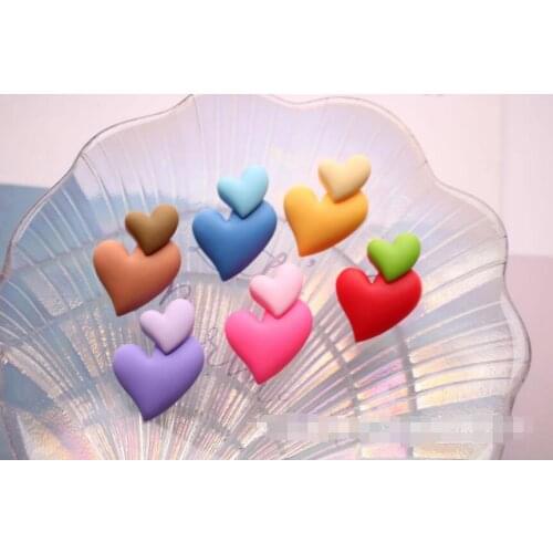 20pcs/lot Cut Love Heart Cabochon Flatback Resin Double Hearts Cabochon For Hair Bow Center Phone Decor Crafts DIY 2.3cmx3.2cm