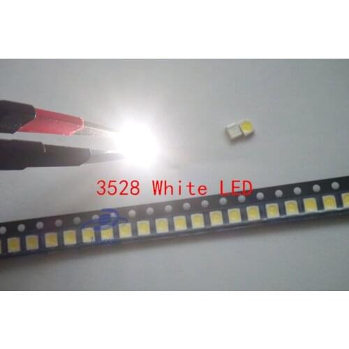 200PCS/LOT 1210 white 3528 SMD LED bright white light-emitting diodes 5000-7000k 6-7lm 2000-2200mcd 2.8-3.6v 3528 Cool white