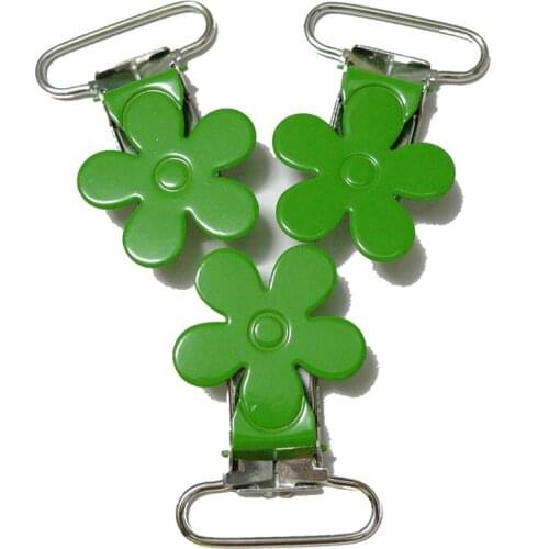 25pcs #39 Green Color Plum Blossom Flower Suspender Clips