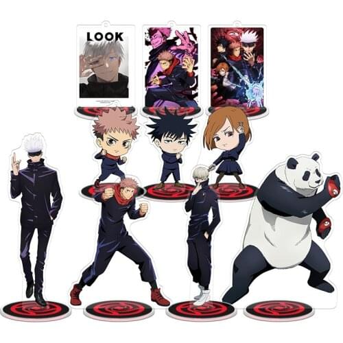 9pcs Different Style 9cm Jujutsu Kaisen Anime Action Figure Toy Acrylic Keychain Decorative Ornaments