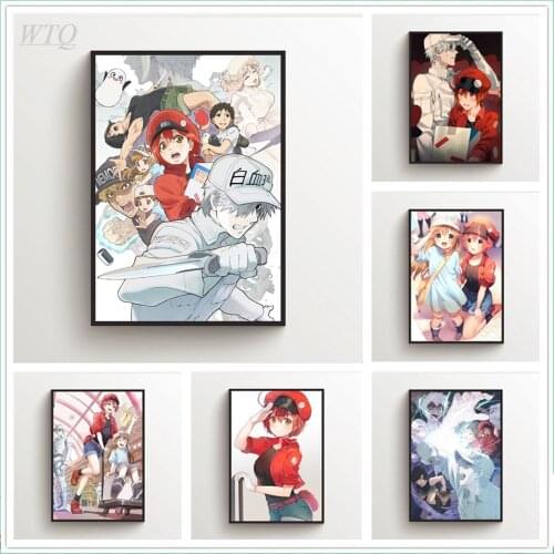 Anime Posters Canvas Painting Cells At Work! Erythrocite Neutrophil Platelet Photos for Childrens Room Wall Art Home Decor