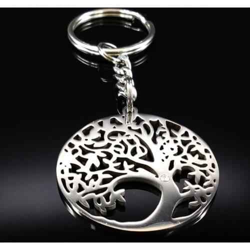 Tree of Life Keychain Stainless Steel Key Chain Women Bag Accessories Keyring For Men Gift souvenir biblo llaveros mujer K32S01
