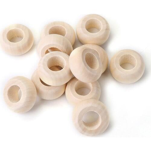 5pcs Big Rondelle Shape 30x15mm Natural Wood Loose Handcraft Big Hole Beads for DIY Crafts Jewelry Making