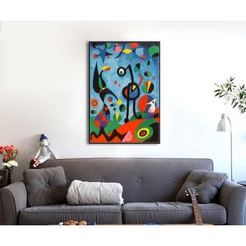 Poster Color Animal Rabbit Cartoon Canvas Painting Wall Art Home Decoration for Living Room and Bedroom Frameless Style