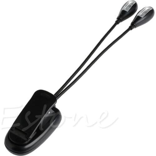 Flexible 2Dual Arms Clip On 4LED Light for Book Reading Camping Hiking Lamp Bulb