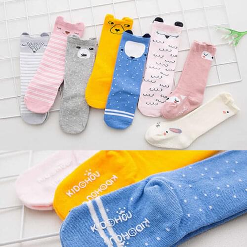 New born Toddler knee high socks Baby Girl Socks anti slip Cute Cartoon wol Fox knee high For newborns infant Warm boy Sock