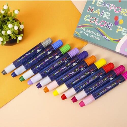 1set/10 Color Hair Dye Stick Disposable Temporary Hair Dye Pen Crayon Glitter Powder Fast And Durable Hair Dye Stick TSLM1
