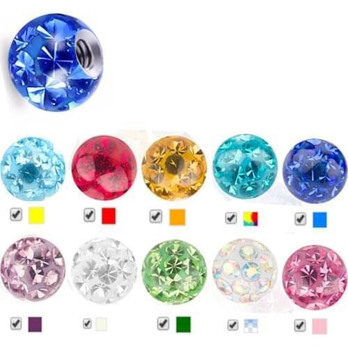 1pcs 16g&14g Crystal Ferido Epoxy CZ Stone Ball Piercing Accessories for Earring Ear Stud Nose Tragus Navel Lip Ring 3mm-10mm