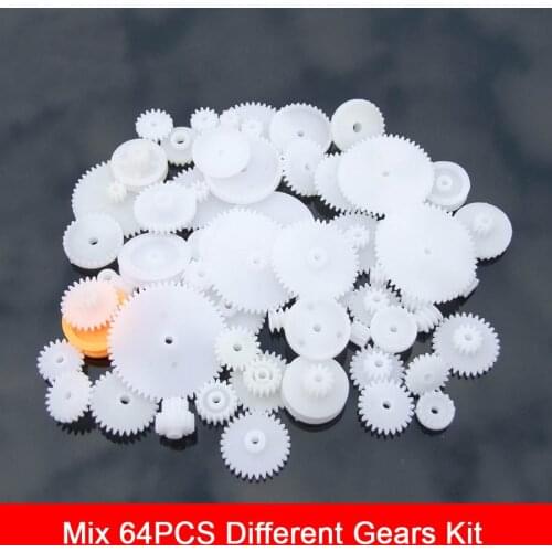 New Factory Sale ABS Plastic Gear Kit Wheel Gears Mixed 64 pcs Different Gears DIY Toy Robot Motor Model Gearbox Accessories