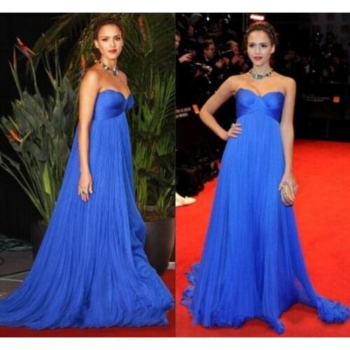 Royal Blue Empire Waist Maternity Evening Dresses Plus Size Celebrity Dress for Pregnant Women Sweetheart Long Party Prom Gowns