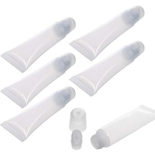 10Pcs 5ml Cosmetic Lip Gloss Empty Refillable Tubes Plastic Clear Lip Balm Makeup Containers Tools