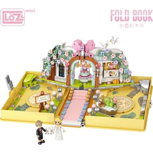 LOZ Lizhi wedding building block book folding book fairy tale small particles assembled wedding book educational toys tide play