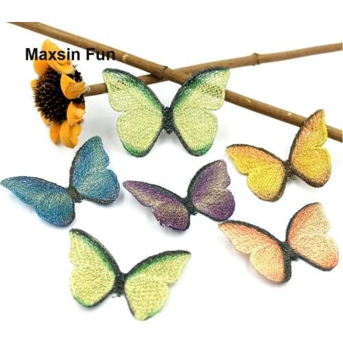 10PCS Full Embroideried Color Gradient Butterfly Patch for Wedding Dress DIY Applique Accessories Fashion Stickers for Clothes