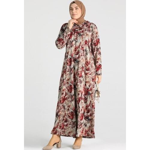 Minahill Plus Size Pattern Dress 4747b-04 Burgundy 4747B-04