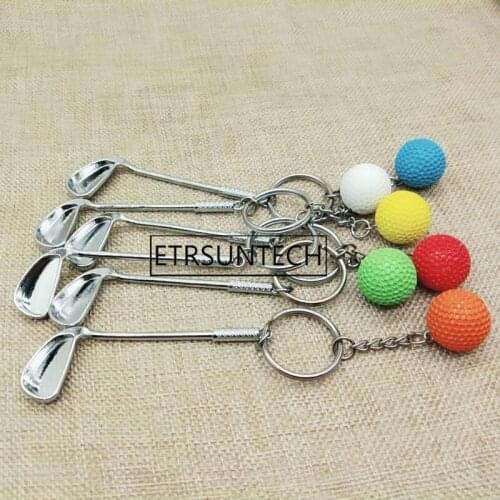 200pcs Mini Keychain Key Ring Golf Racket Ball Pendant Sports Clubs Lovers Birthday Christmas Party Favor Gift
