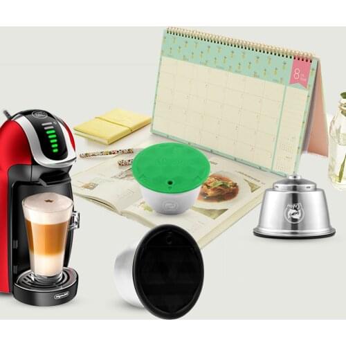 ICafilas Reusable Silicone Green Cover Stainless Steel Capsule For Dolce Gusto Coffee Filters Capsule Pods