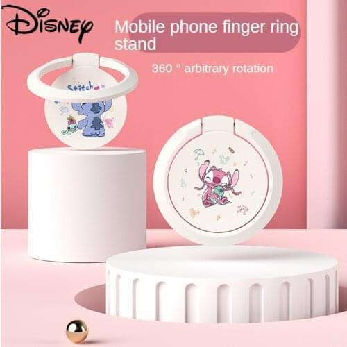 Disney Cute Cartoon Mobile Phone Holder Sticky Car Magnetic Solid Single Ring Buckle Portable Multi-function Bracket
