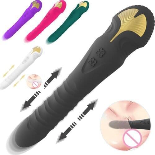 Heating Vibrator Telescopic Rotation Thrusting Dildo AV Magic Wand Massager G spot Vibrators Clit Stimulator sex toys for Women
