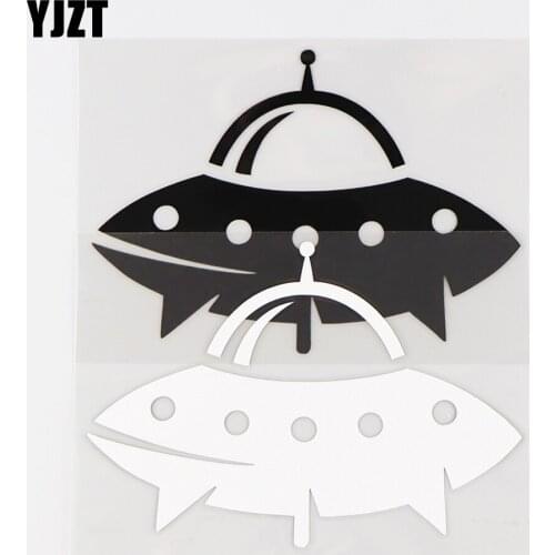 YJZT 13X9.2CM Ufo Extraterrestrial Space Vinyl Decal Car Sticker Flying Saucer Black / Silver 10A-0360