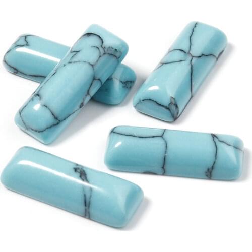 Natural Stone Blue Turquoise Howlite CABOCHON Beads For Jewelry Making DIY Accessorries Bead For Bracelet 5 Pcs
