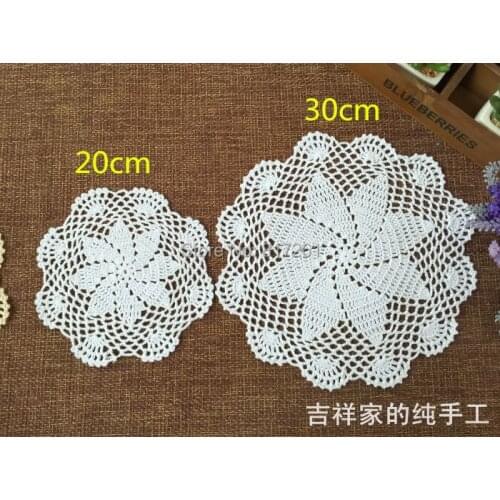 2015 new arrival fashion 6 pics/lot 20cm round cotton crochet lace doilies for wedding decor tea table mat coaster cup pads mats
