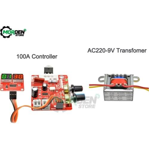 100A Digital Display Spot Welding Time And Current Controller Panel Timing Ammeter Spot Welders Control Board With Transformer