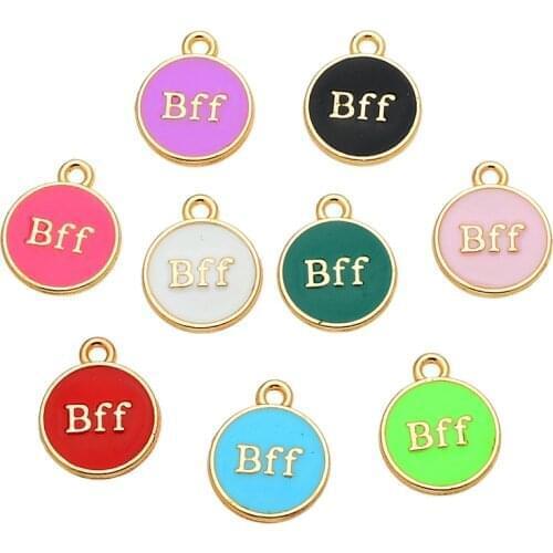 Peixin 10Pcs/Set Enamel Alloy Letters Pendant Charms DIY Accessories Bracelet Necklace Jewelry Making Best Friend Forever