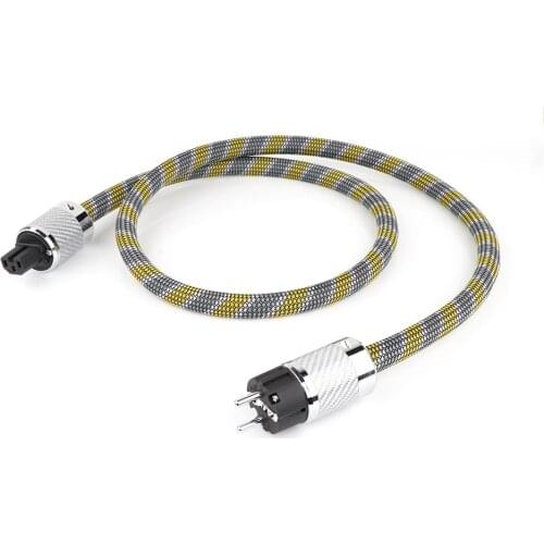Preffair HI-End 8N OCC copper silver plated schuko power cable with carbon fiber connector plug