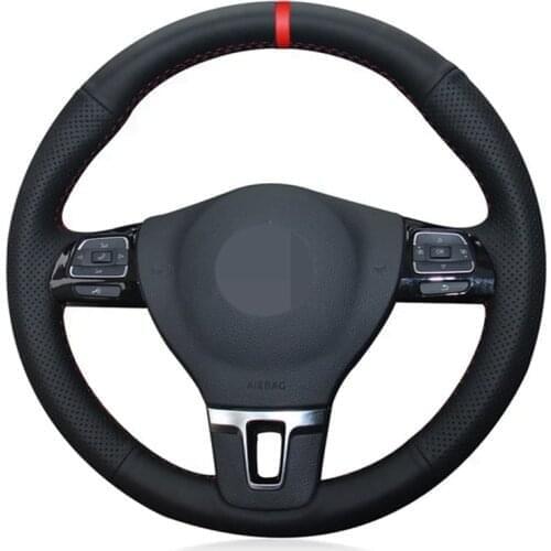 DIY Black Soft Artificial Leather Car Steering Wheel Cover For Volkswagen VW Gol Tiguan Passat B7 Passat CC Touran Jetta Mk6